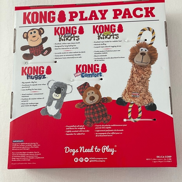KONG Play Pack - Red, Brown, and Gray Stuffed Animals - Picture 2 of 6